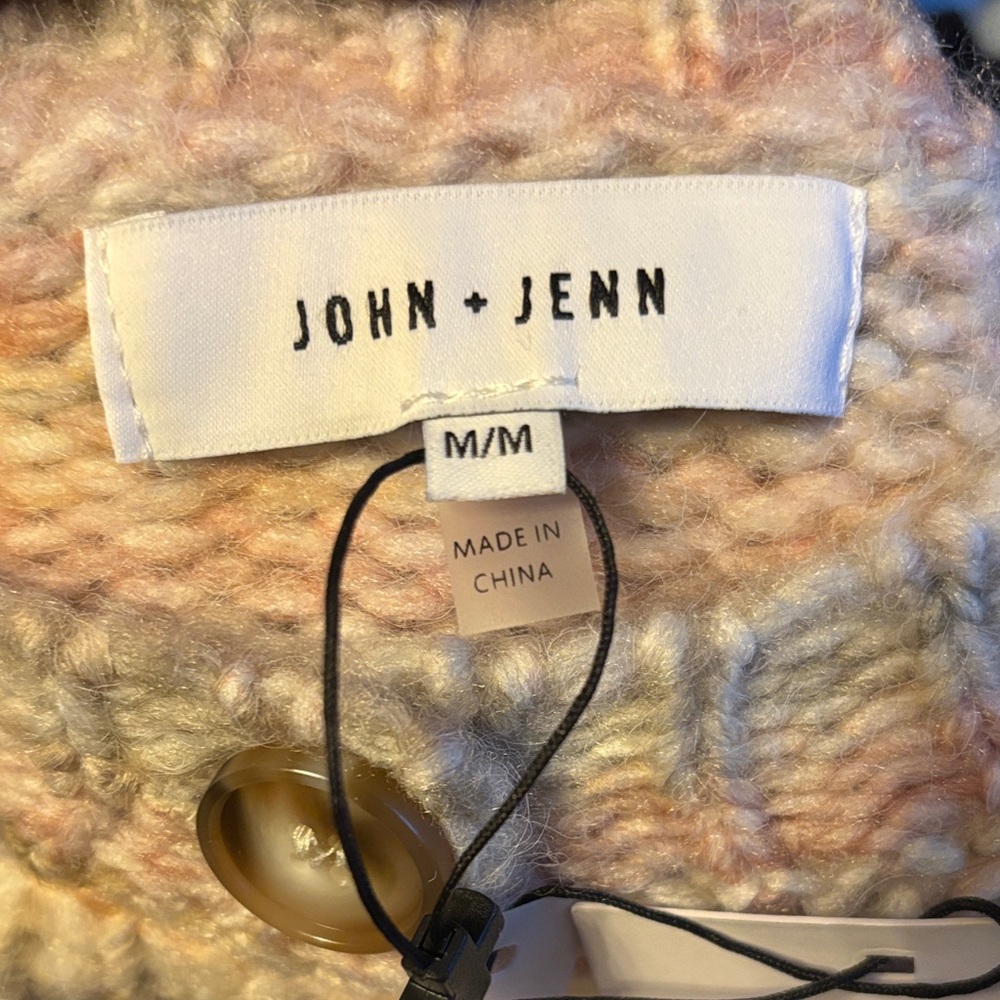 John + Jenn Pastel Pink Multicolor Button-Front Knit Cardigan - Picture 4 of 7